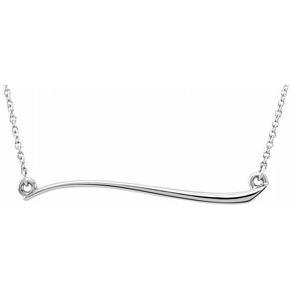 14k White Gold 36mm Freeform Bar Necklace, 17.5 Inch - Picture 1 of 4